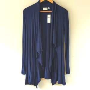 Deletta Navy Open Front Draped Cardigan S